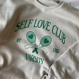 Handmade Varsity Self Love Club Crewneck